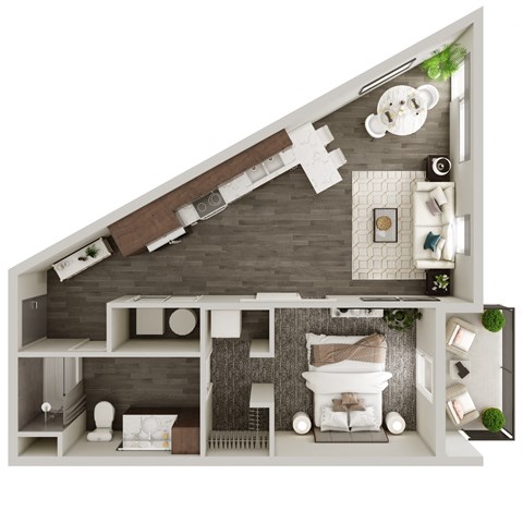 Floor plan for studio, 1 bath, 618 sqft